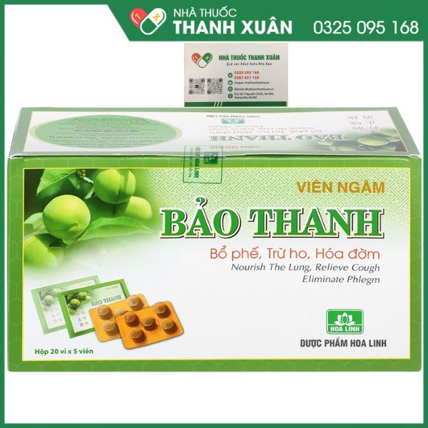 Viên ngậm ho bổ phế Bảo Thanh trừ ho, hoá đờm (20 vỉ x 5 viên)